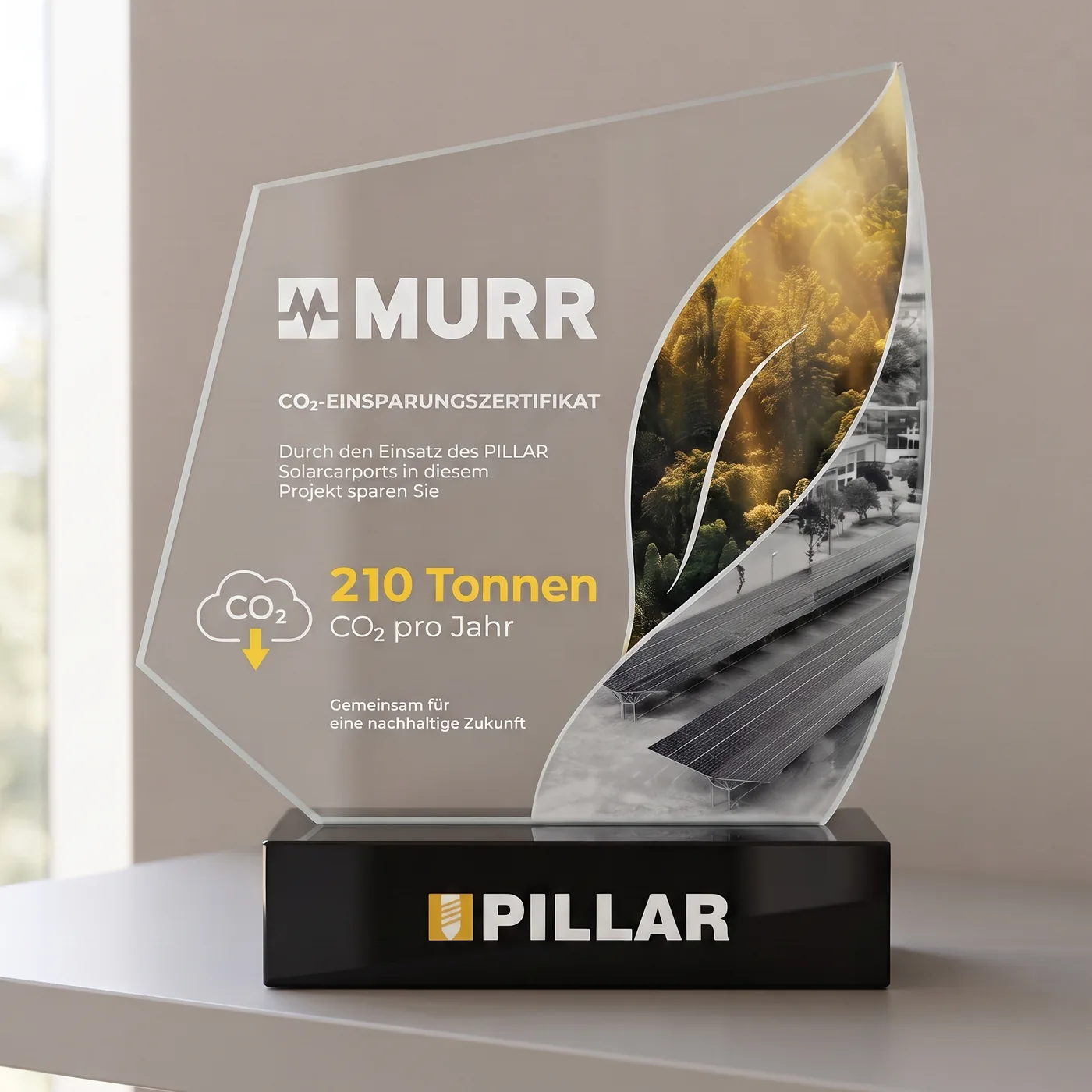 The finished PILLAR award for MURR: 210 tonnes of CO₂ a year